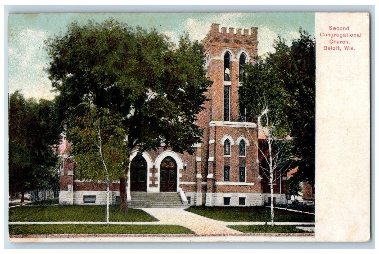 Beloit Wisconsin WI Postcard Second Congregational Church  Exterior 1911 Antique