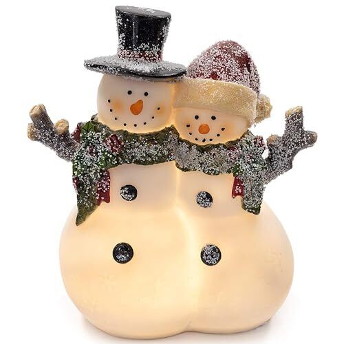 VP Home Christmas Snowman Decor Christmas Figurines Resin Snowman Lighted