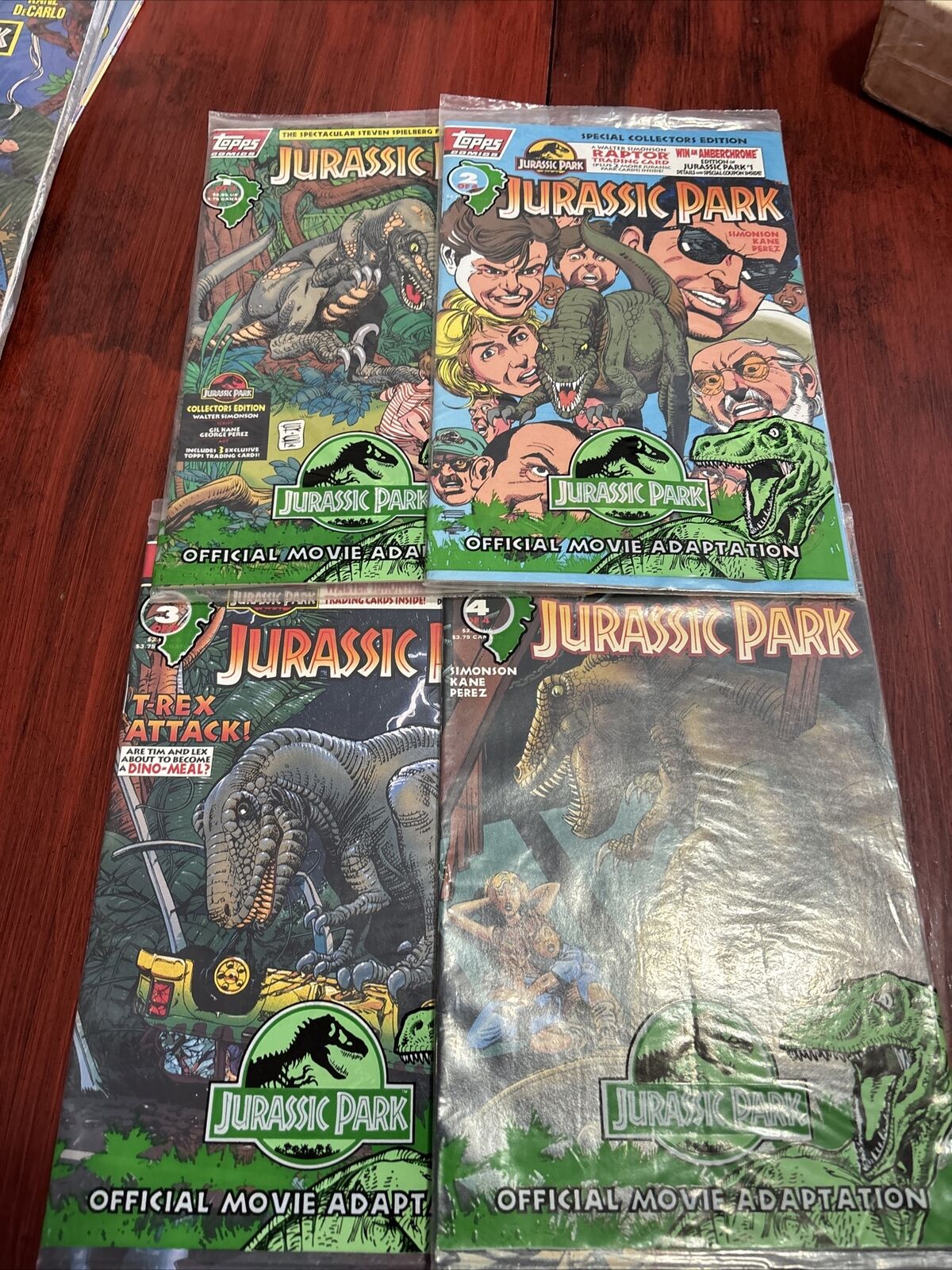 Jurassic Park #1 2 3 4 (1993) Full Run 1-4 /Topps Comics 4x Sealed w/cards ~NM+