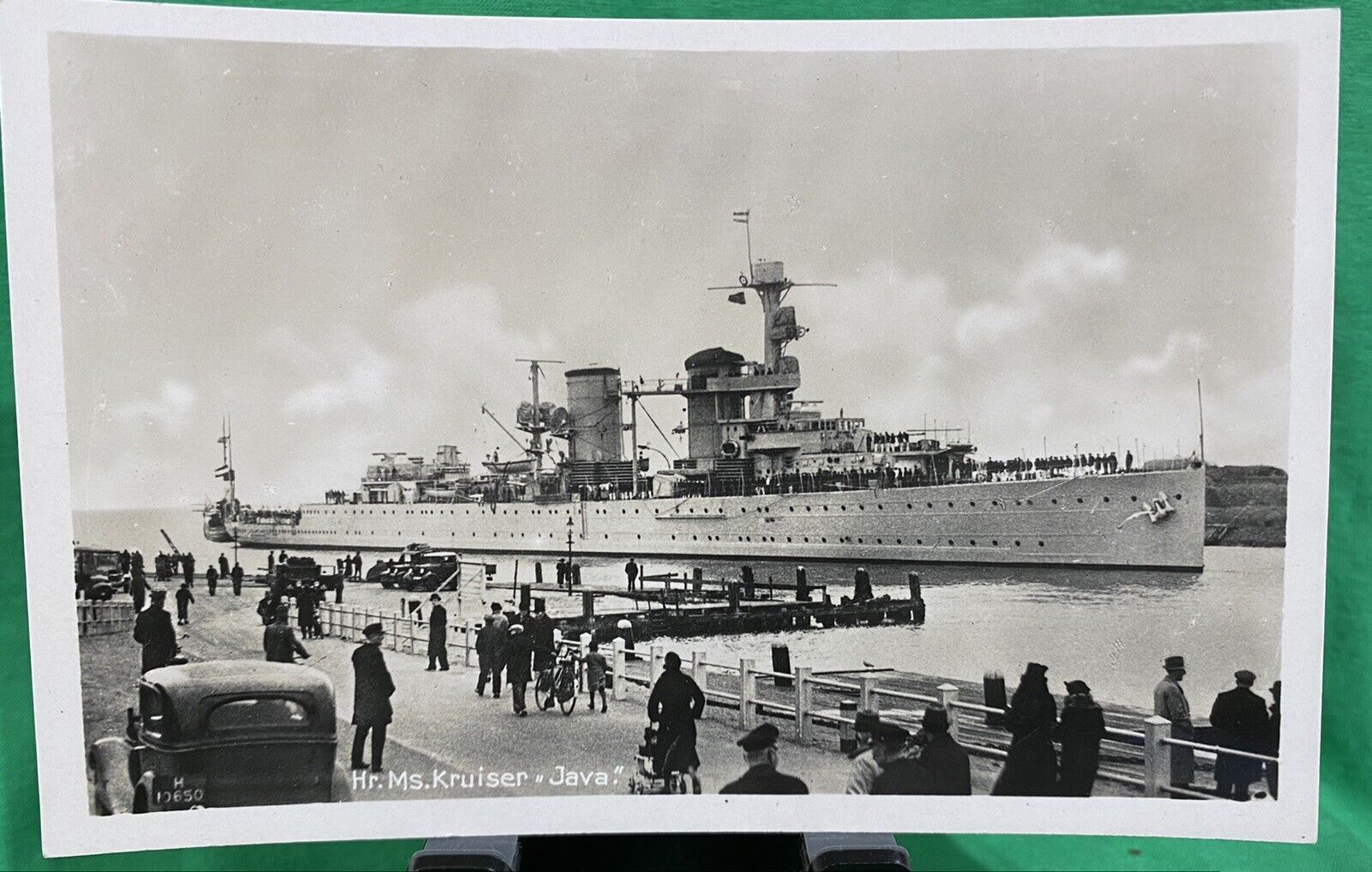 RPPC Photo Postcard Hr.Ms. Cruiser Java Netherlands Ship Torpedoed By Japan 1942
