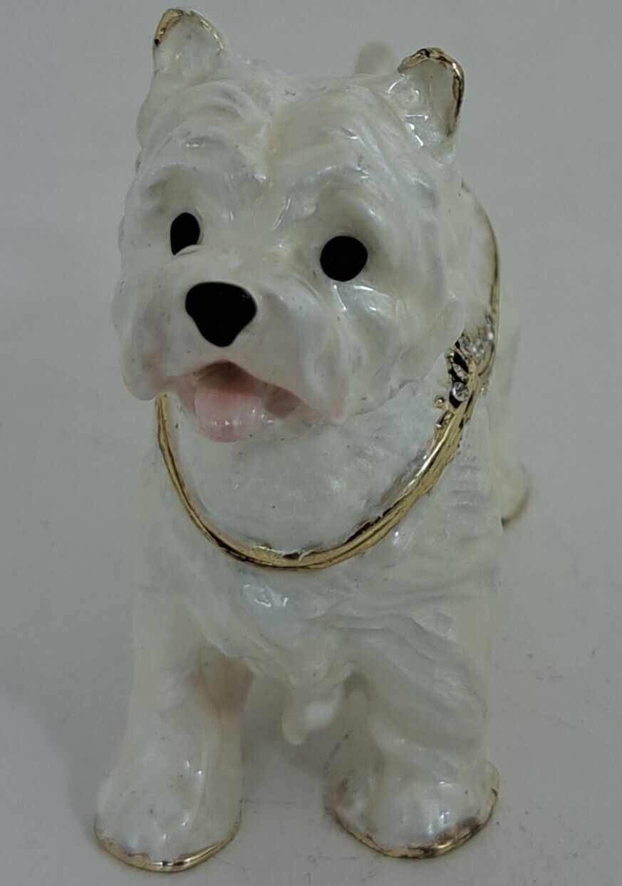 West Highland Terrier Dog Trinket Box, jeweled, enameled, NIB - So Cute