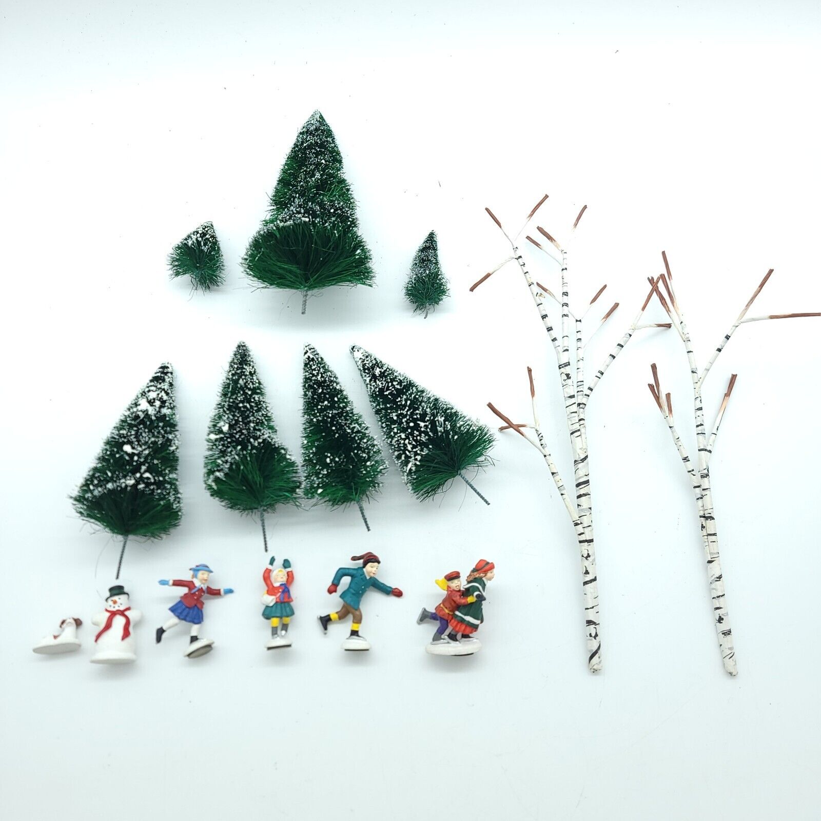 Dept. 56 Christmas Village Animated Skating Pond Replacement Skaters Plus trees