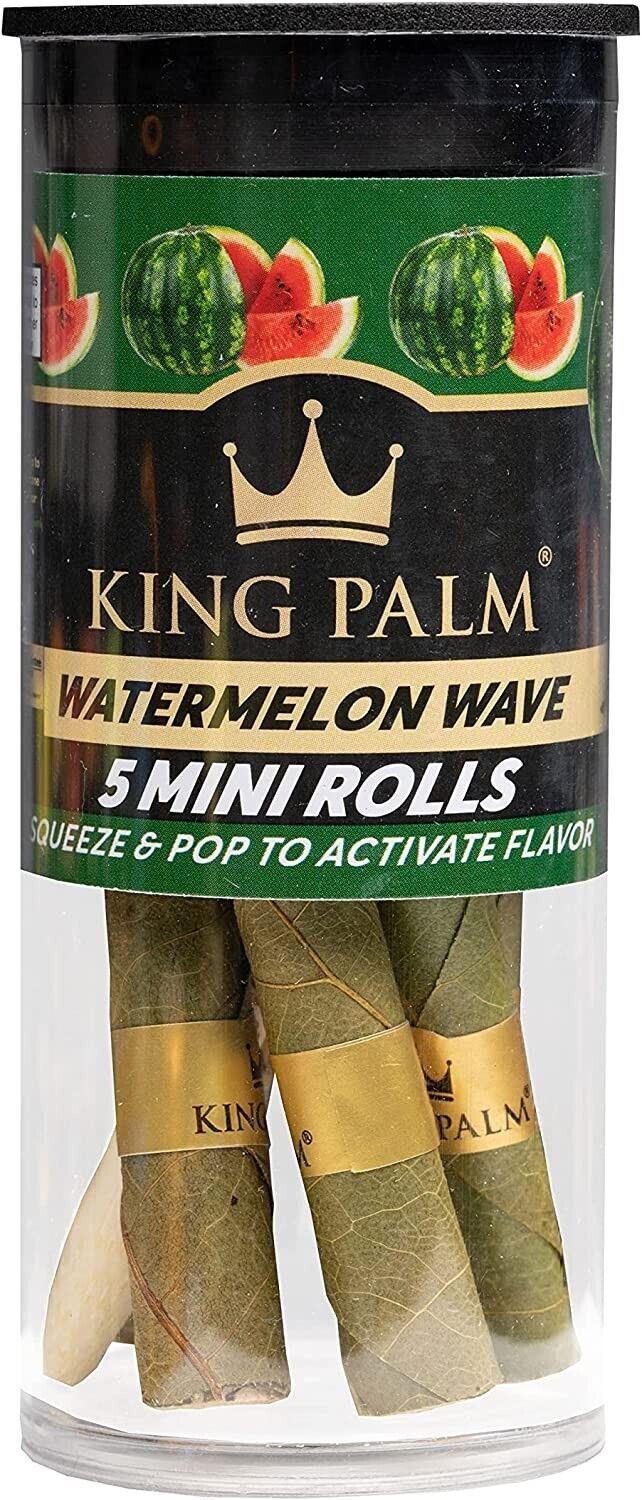 King Palm | Mini Size | Watermelon Wave | Organic Prerolled Palm Leafs | 5 Rolls