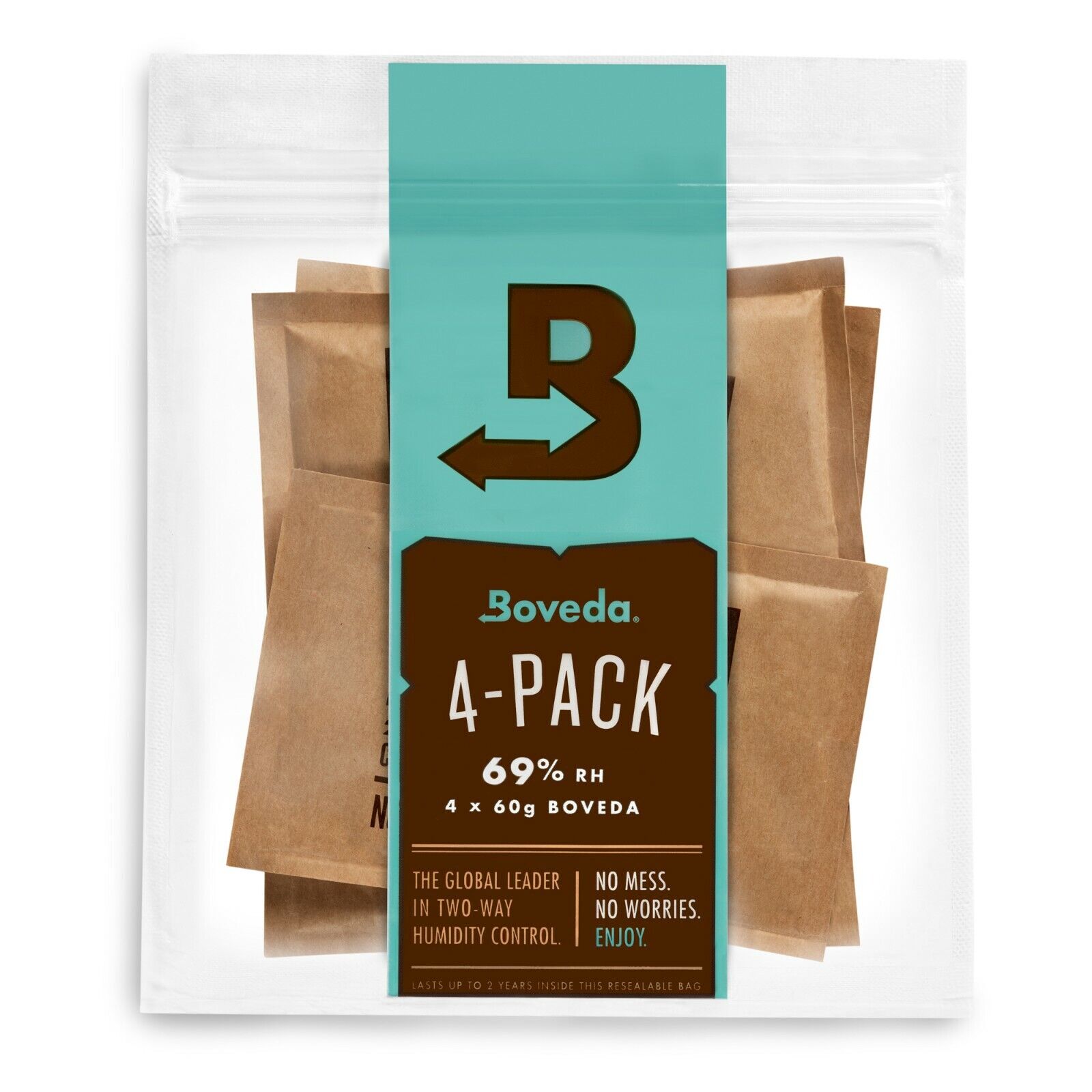 Boveda 69% RH 2-Way Humidity Control - Protects & Restores - Size 60 - 4 Count