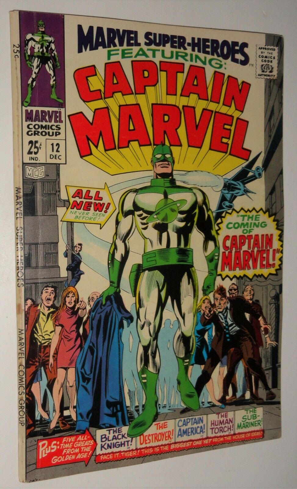 MARVEL SUPER-HEROES #12  FIRST APP CAPTAIN MARVEL GENE COLAN GLOSSY 8.0-9.0 1967