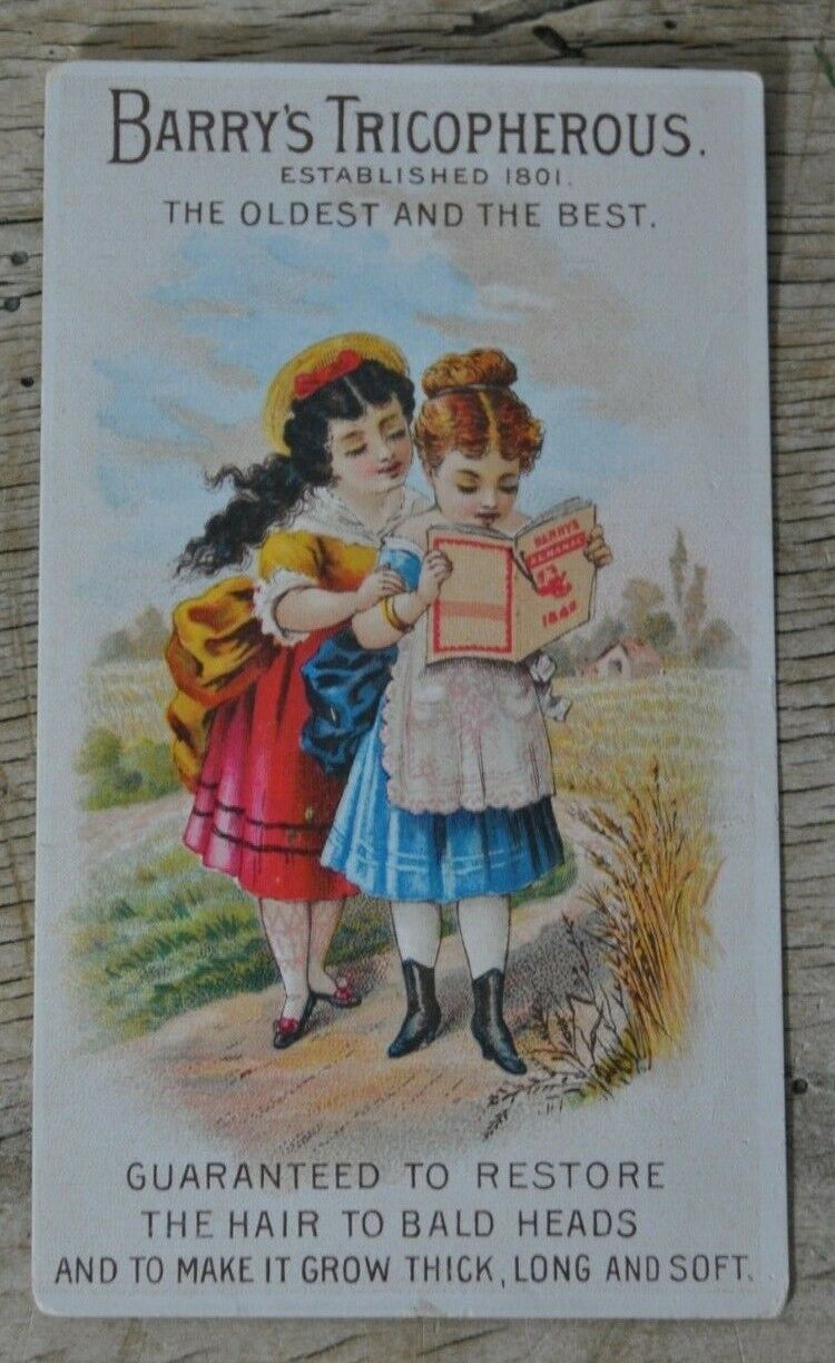 Victorian Trade Card 1880s BARRY\'s TRICOPHEROUS  Restore Hair to Bald Heads 