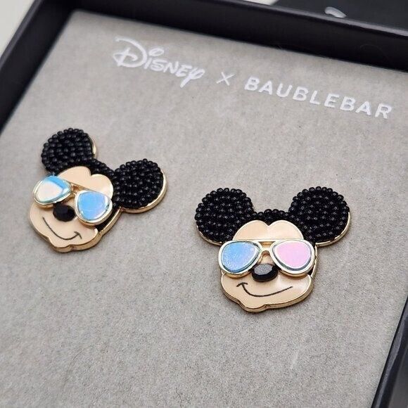 NWT Disney X Baublebar Mickey Mouse Face Cool Sunglasses Summer Stud Earring
