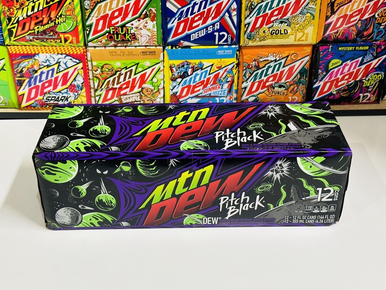 Mountain Dew Pitch Black New Sealed 12 Pack 12oz Cans - Rare & Discontinued 