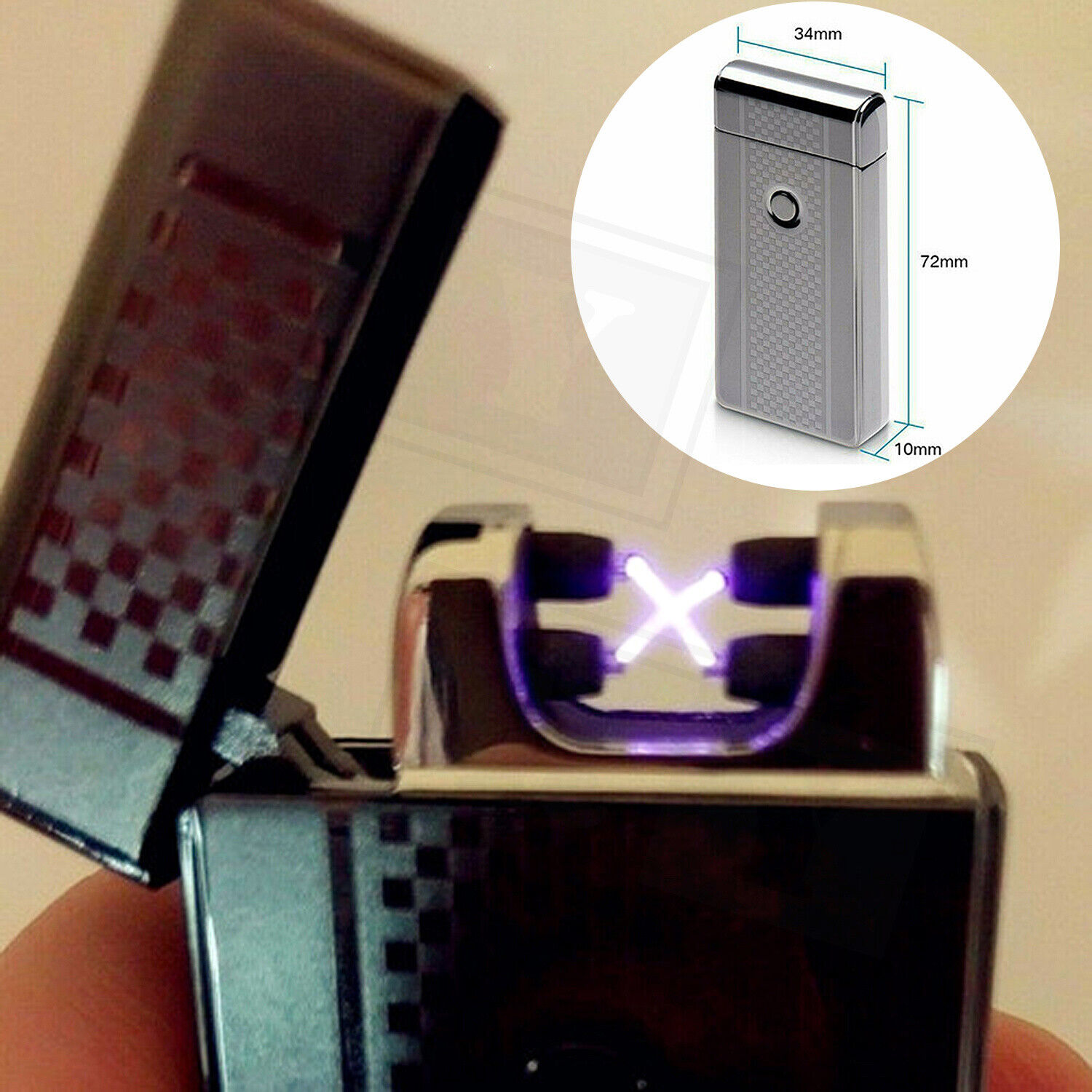 Dual Arc Plasma Electric USB Rechargeable Flameless Lighter Windproof Waterproof