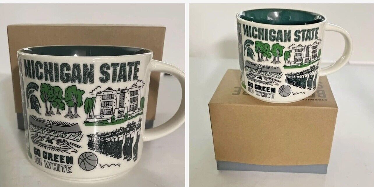 Starbucks Been There Mug Michigan State Campus 14 Oz Spartans Brand New In Box