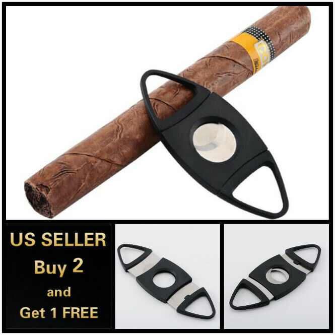 2X Stainless Steel Pocket Cigar Cut Double Blades V Cutter Knife Shears Scissors
