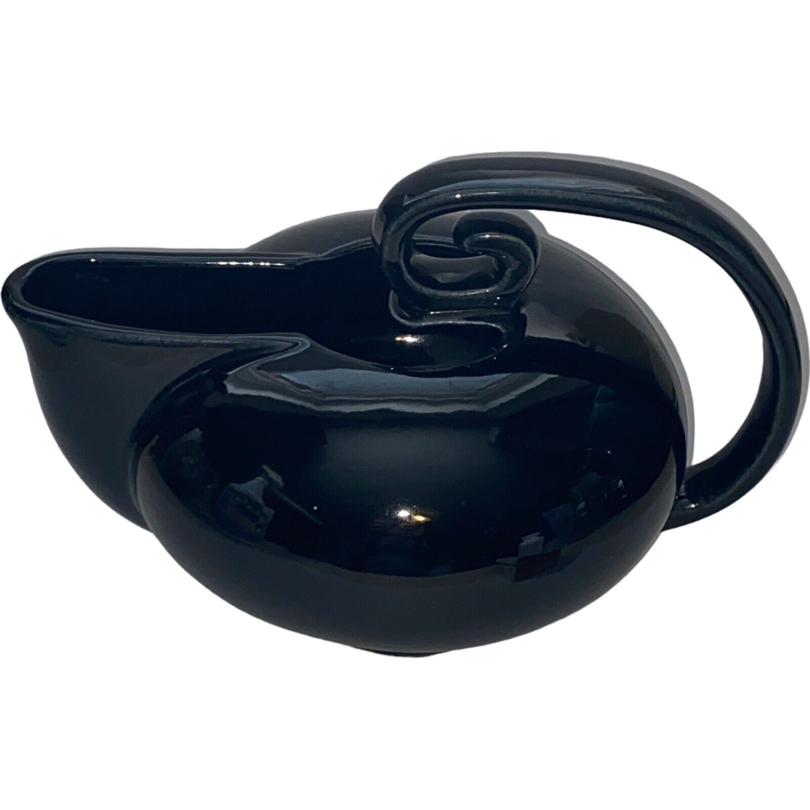 Vintage Camark USA Black Pelican Pitcher Ceramic Black tea pot.  Decor