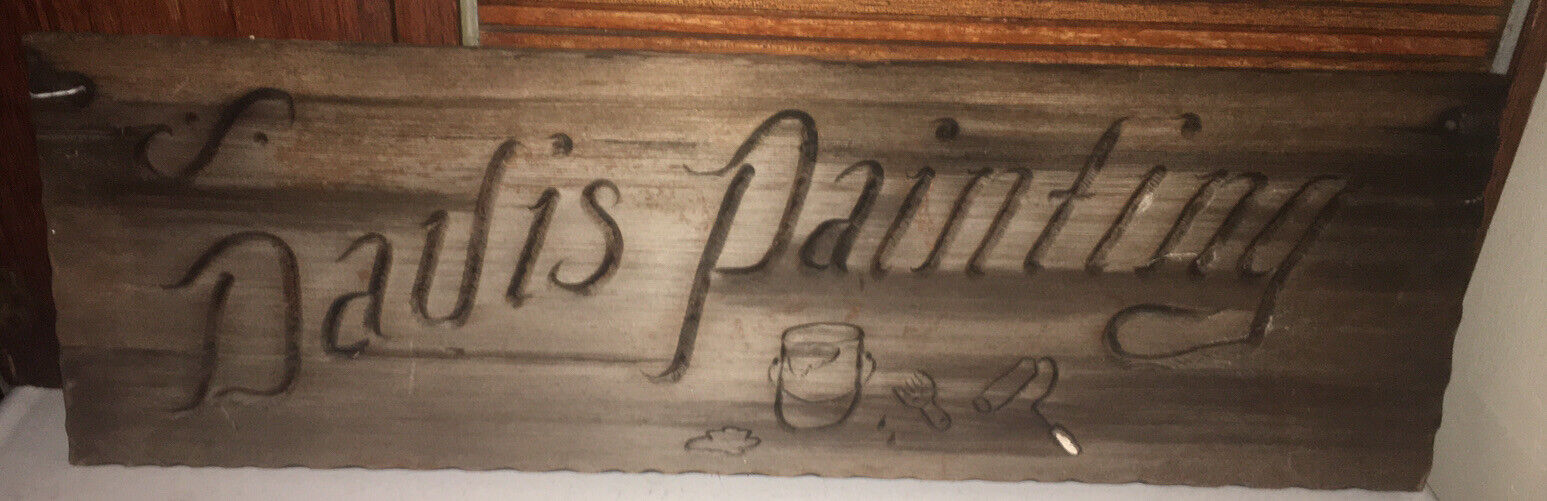 vintage DAVIS paint company Wood advertising Sign Double Sided Hand Made