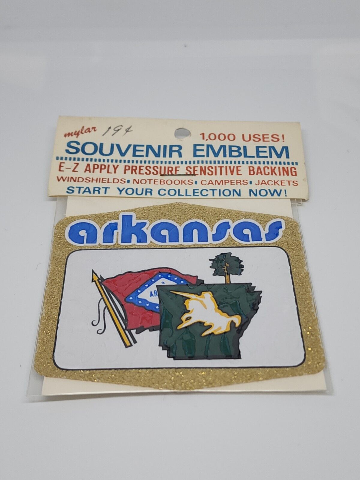 Vintage Arkansas Travel Souvenir Emblem Sticker  luggage Collectible 