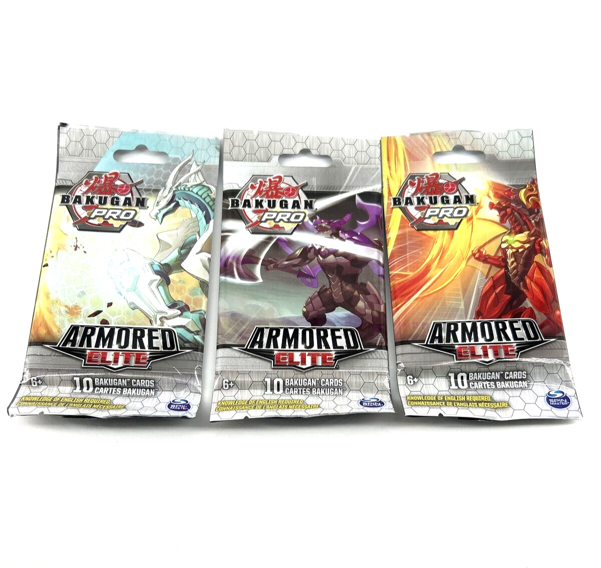 Bakugan Pro Armored Elite Booster Pack 10 Collectible Trading Cards LOT OF 3 NEW
