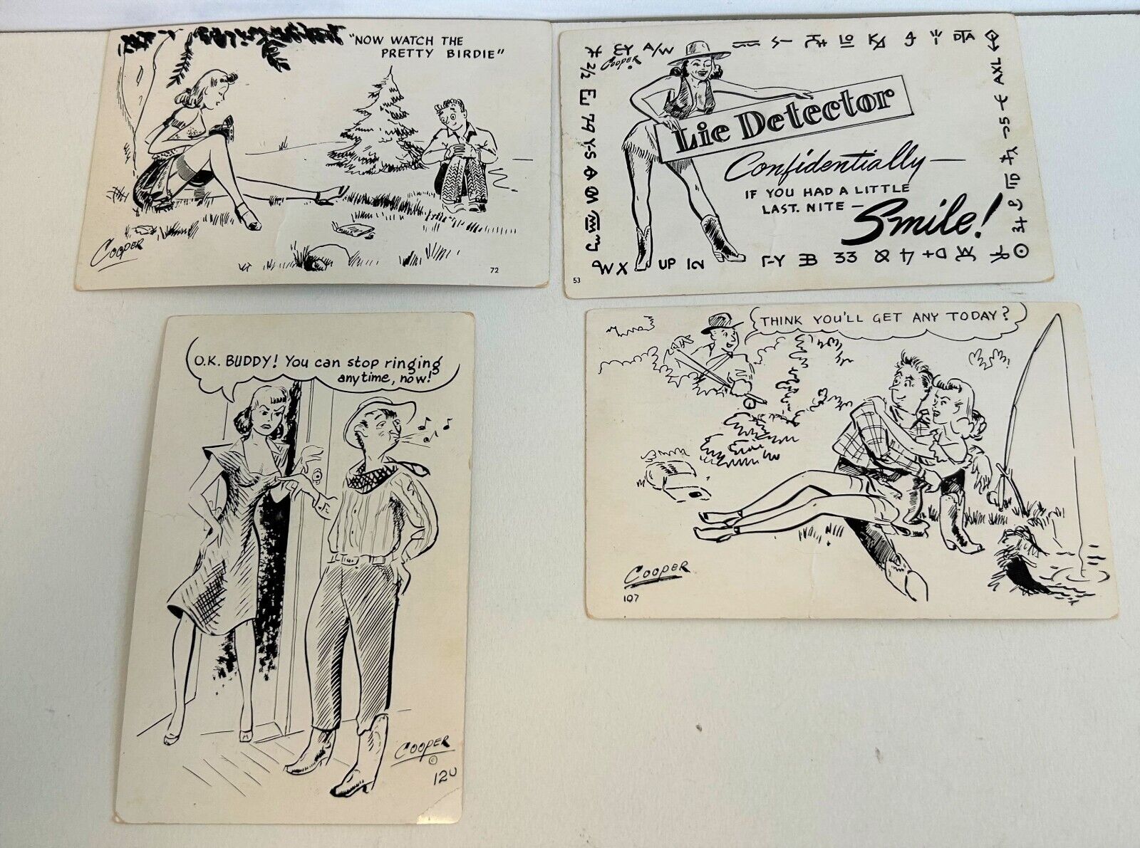 Risque Comic/Humorous/Sexy Four Laff Gram Postcards Unused Vintage