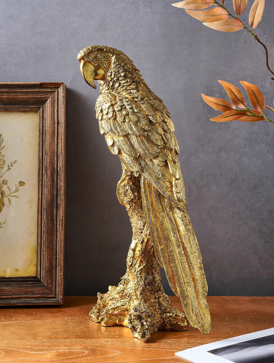 1pc Parrot Perched On Branch Home Vintage Decoration Statue,Vintage Style Indoor