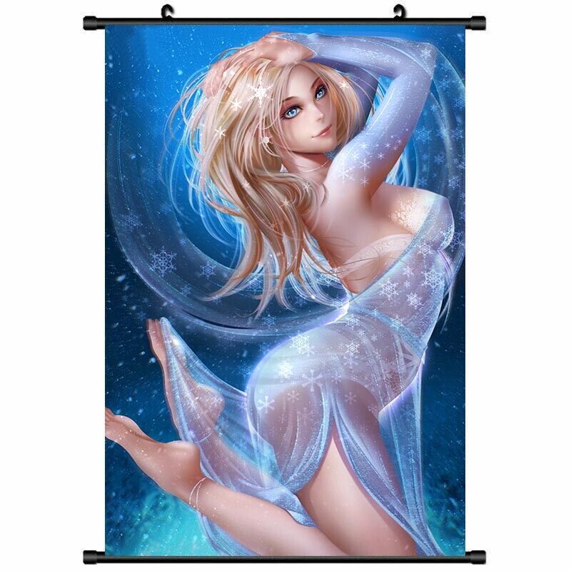 Elsa Princess Cartoon Hot Girl Poster Wall Scroll Pretty Beauty Picture Print