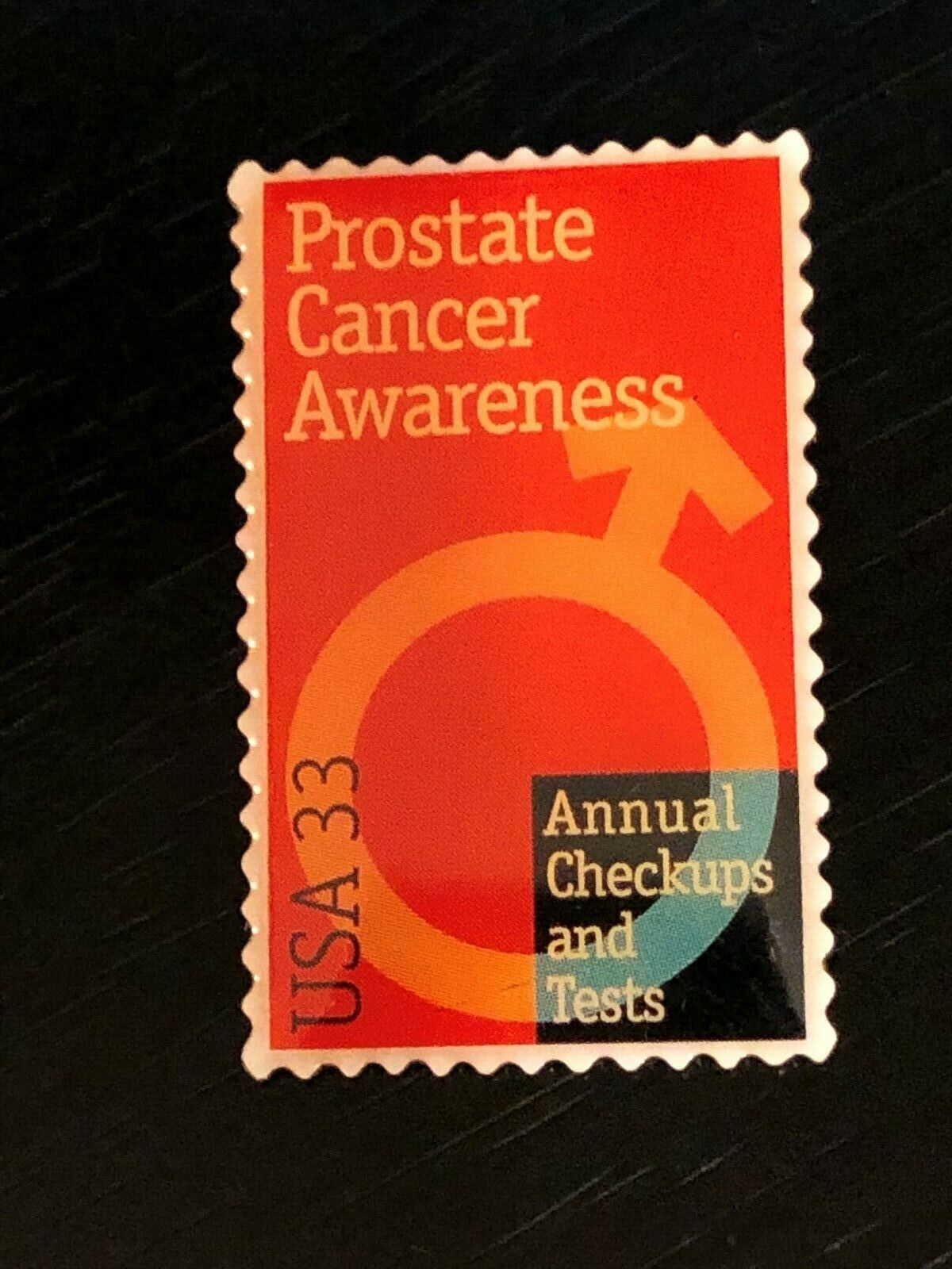 Vintage Collectible USA 33 Stamp Prostate Cancer Awareness 1999 Metal Pinback