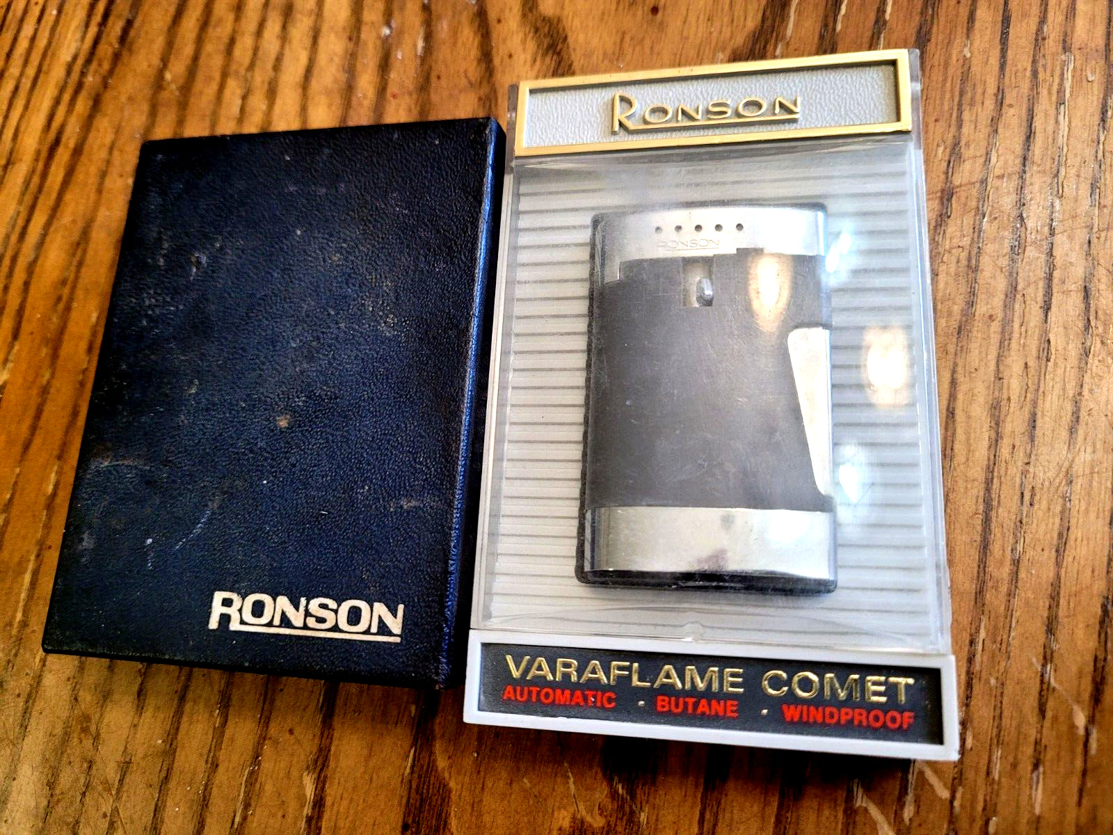 LOT of 2 - Vintage RONSON Varaflame Lighter w/ Case & Ronson Electronic Lighter
