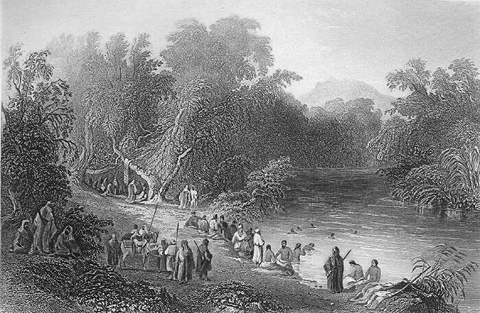 Israel, Galilee YARDENIT BAPTISMAL SITE RIVER JORDAN ~ 1847 Art Print Engraving