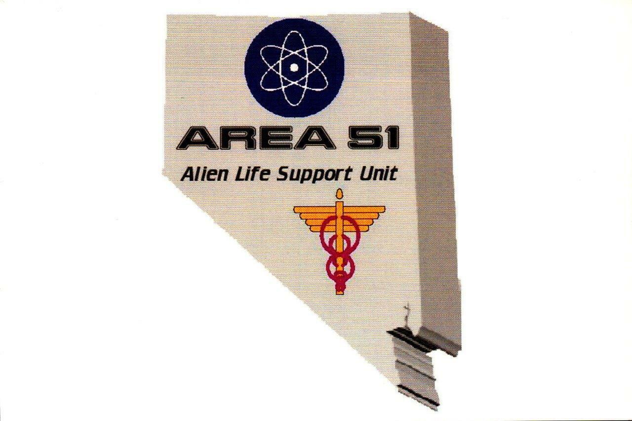 POSTCARD- AREA 51- ALIEN LIFE SUPPORT UNIT-WORLD\'S MOST SECRET AIR BASE,NV BK16