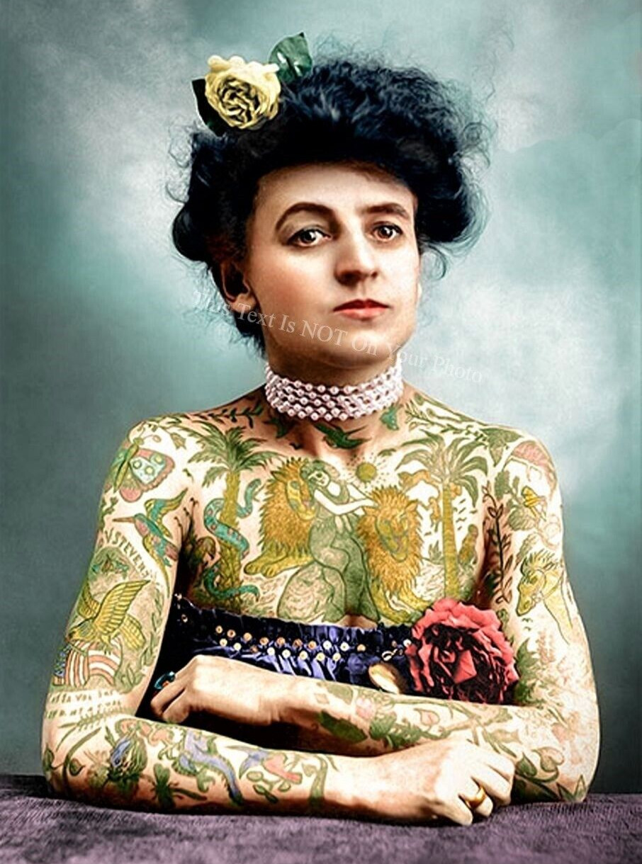 Tattooed Woman Maud Wagner Weird Tattoo Curiosity Vintage Photo Strange Art 50B