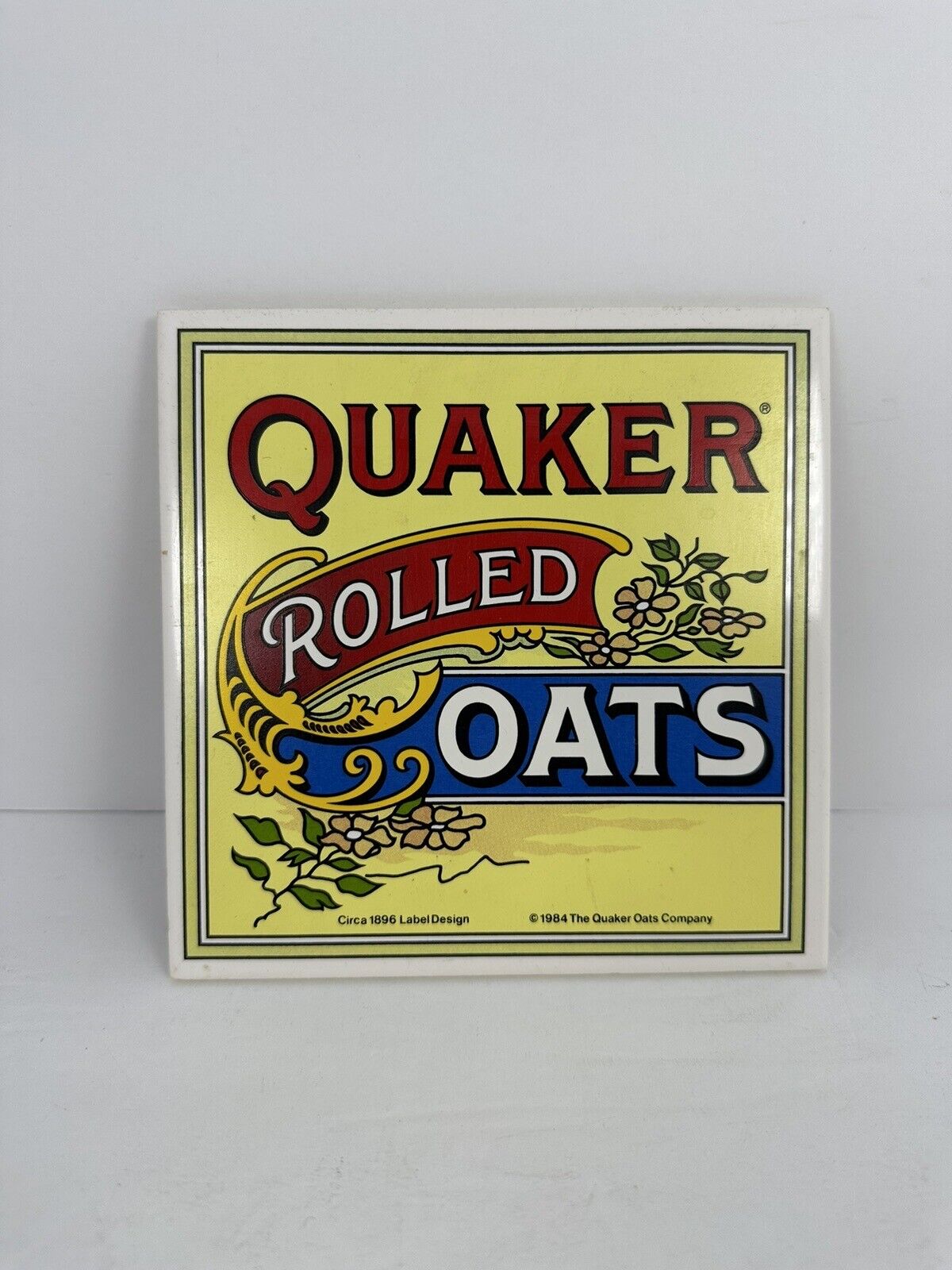 Quaker Rolled Oats 1984 Decorative Wall Tile Circa 1896 Label Design