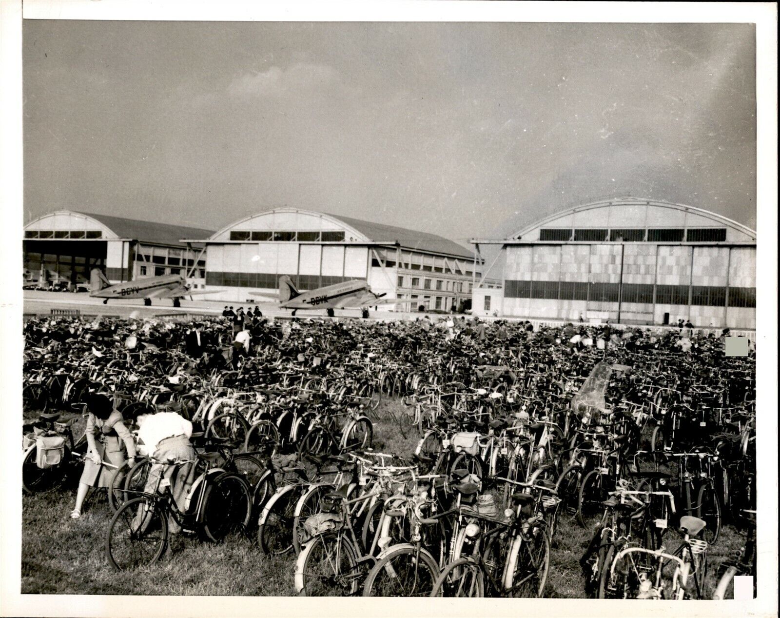 GA106 1953 Original Tavoularis Photo BICYCLES OUTNUMBER PLANES AT AIR SHOW PARIS