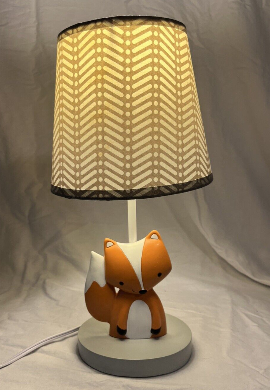 Lambs & Ivy Acorn Baby Fox Woodland Table Lamp & Shade, Nursery NightLight, EUC