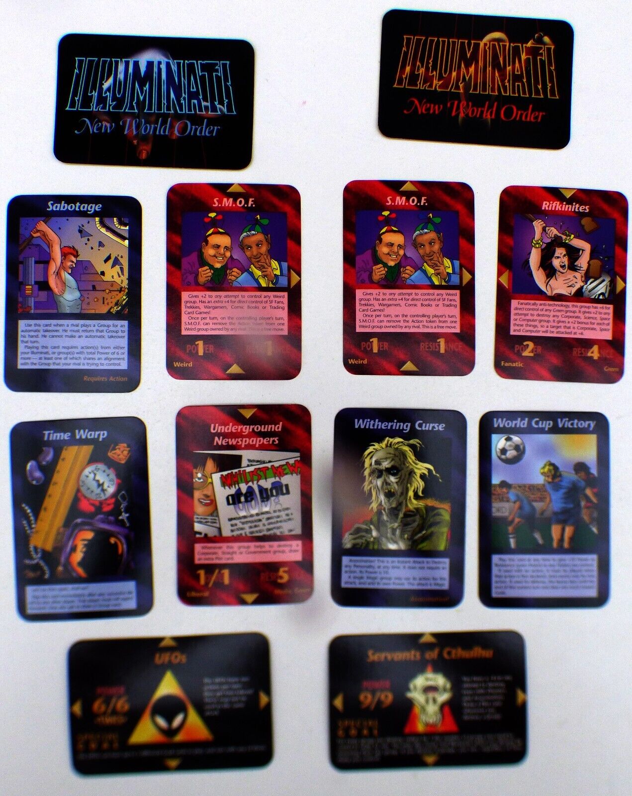 Illuminati: New World Order. Unlimited Edition. Common Cards. NM