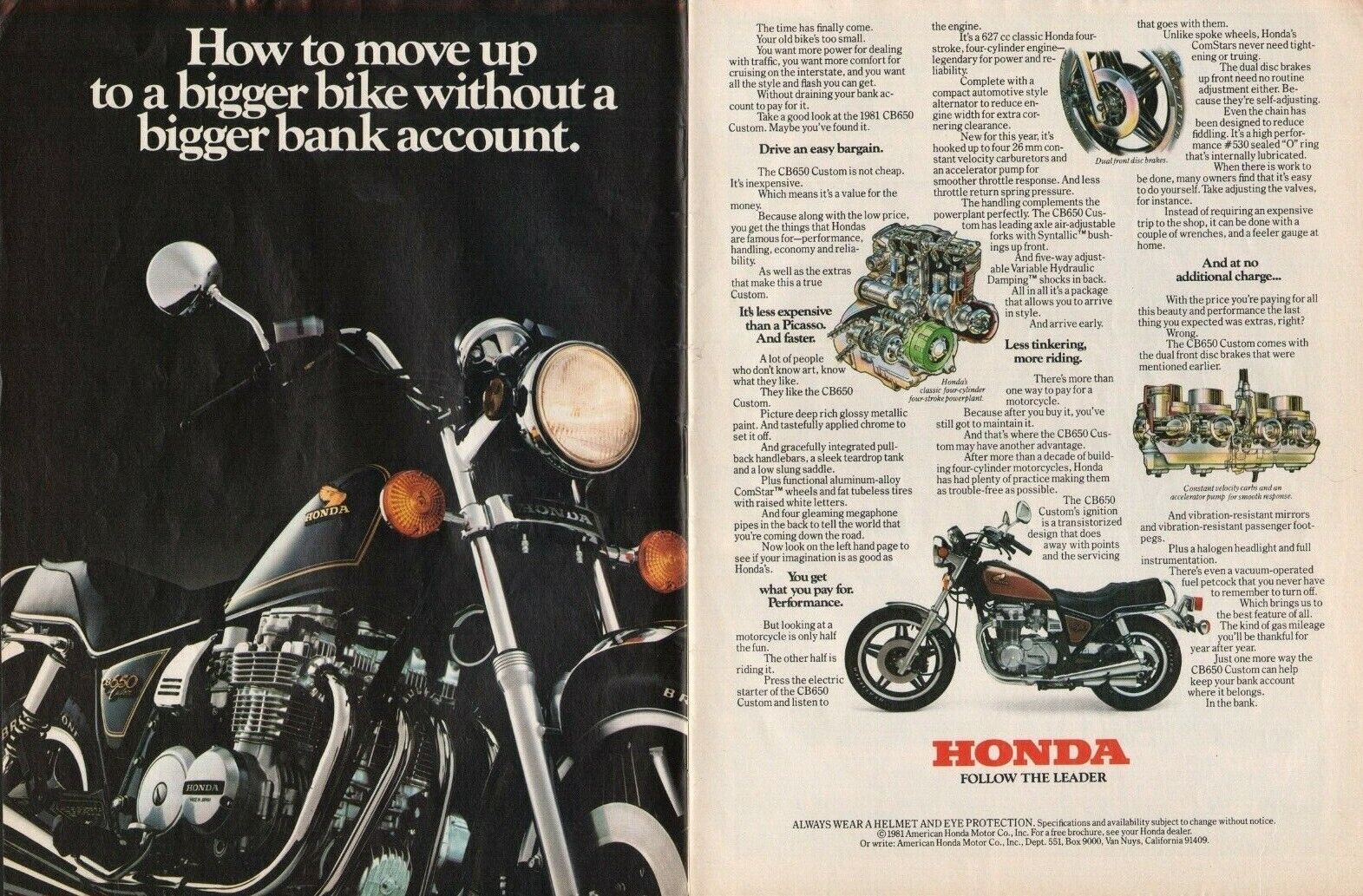 1981 Honda CB650 Custom - 2-Page Vintage Motorcycle Ad