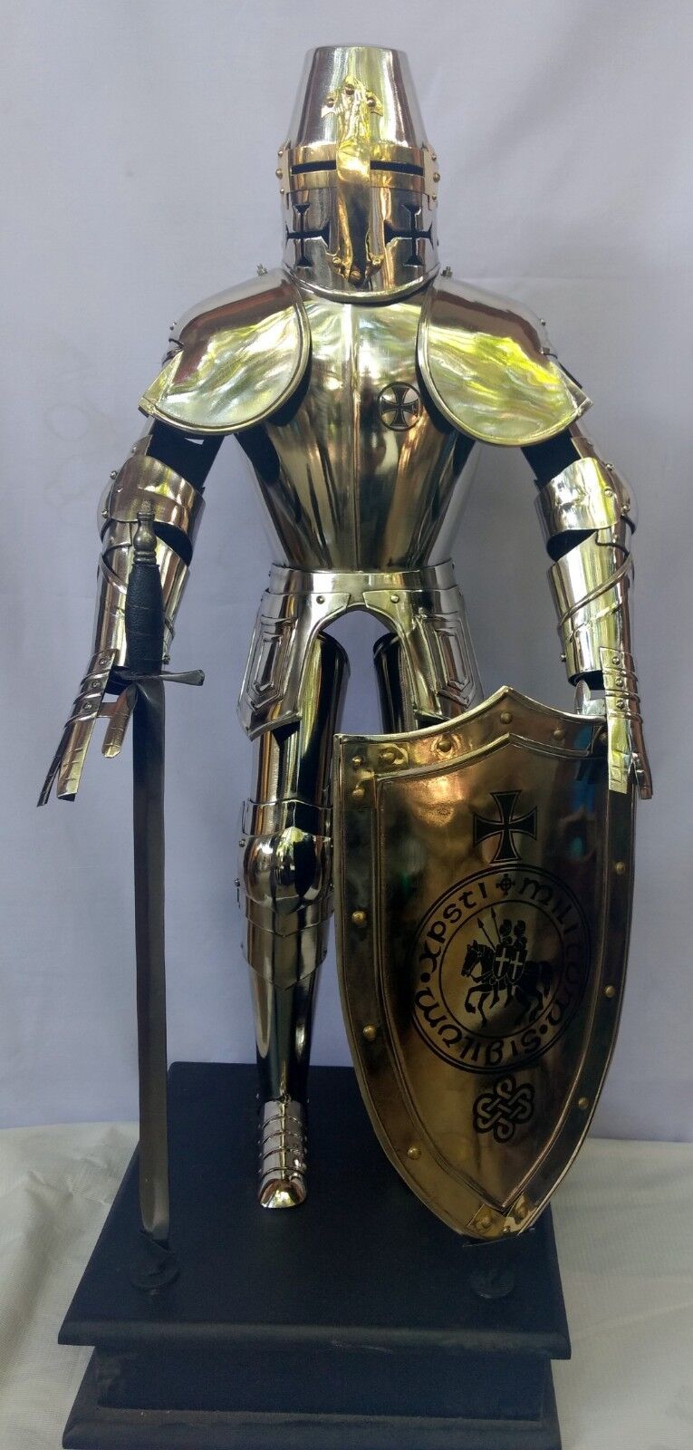 Rare Miniature Medieval Knight Templar Armor Suit With Sword & Shield 3 Feet