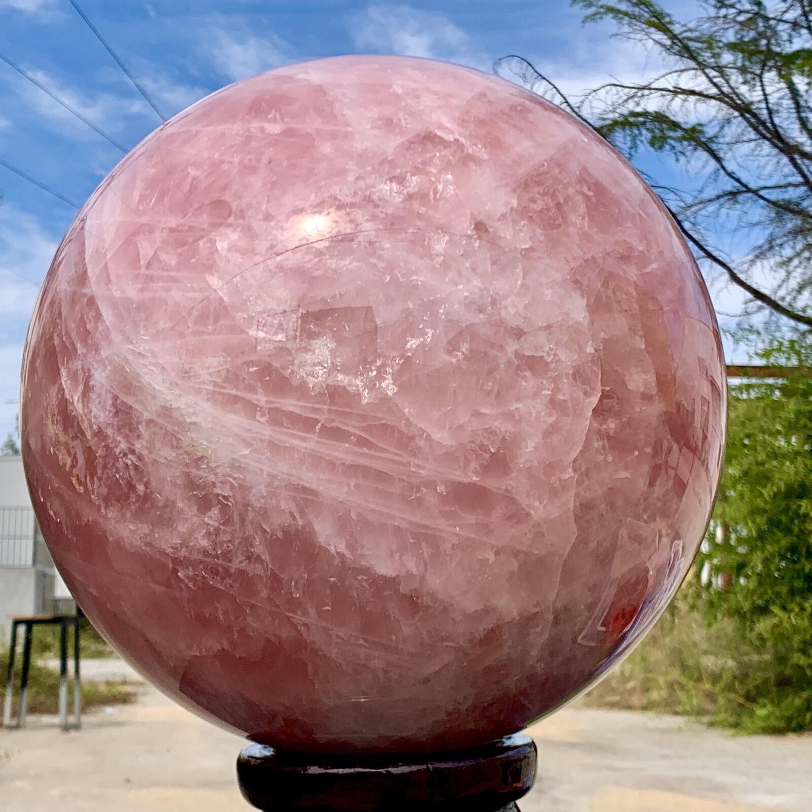 113.96LB Natural Crystal Pink Rose Chakra Quartz Sphere healing ball Specimen