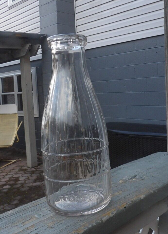 Vintage 1941 OTTO Embossed Ribbed Quart Milk Bottle Pittsburgh Pa
