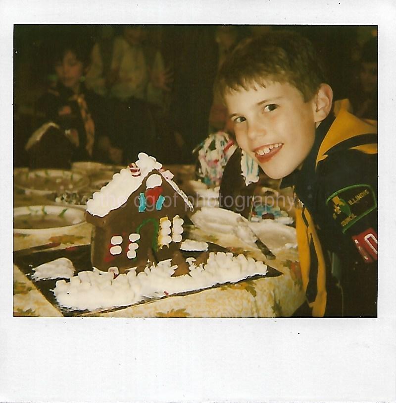BOY SCOUT CAKE 1980\'s Vintage POLAROID Found Original Photograph COLOR 311 43 A