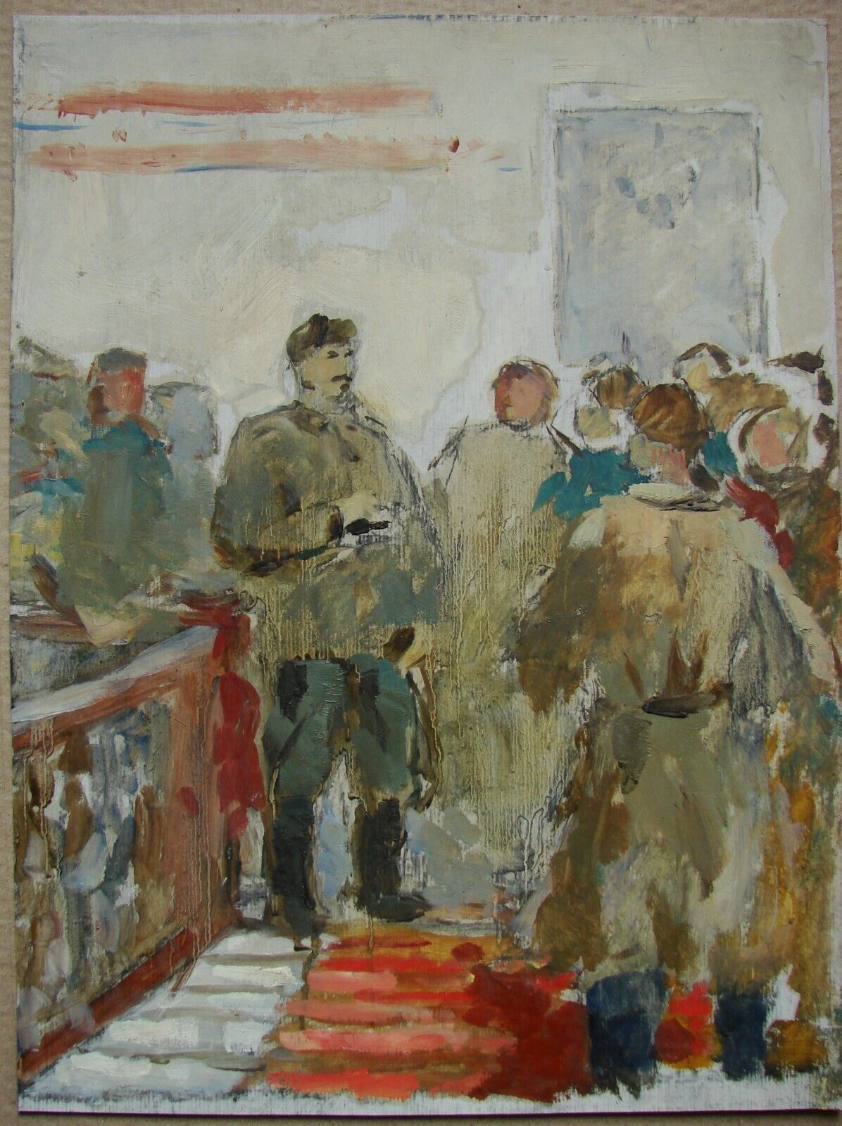 Ukrainian Soviet Oil Painting realism portrait Stalin people figure politics 50s
