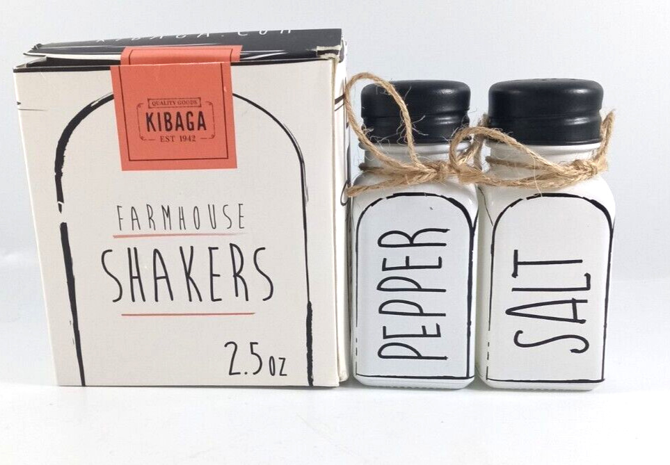 Farm House Milk Glass Style Retro Salt and Pepper Shakers NIB
