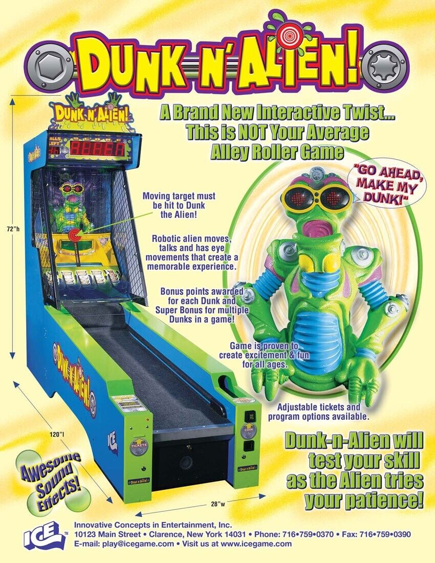 ICE Dunk N\' Alien Skee Ball Arcade Game Motor, Track and Parts
