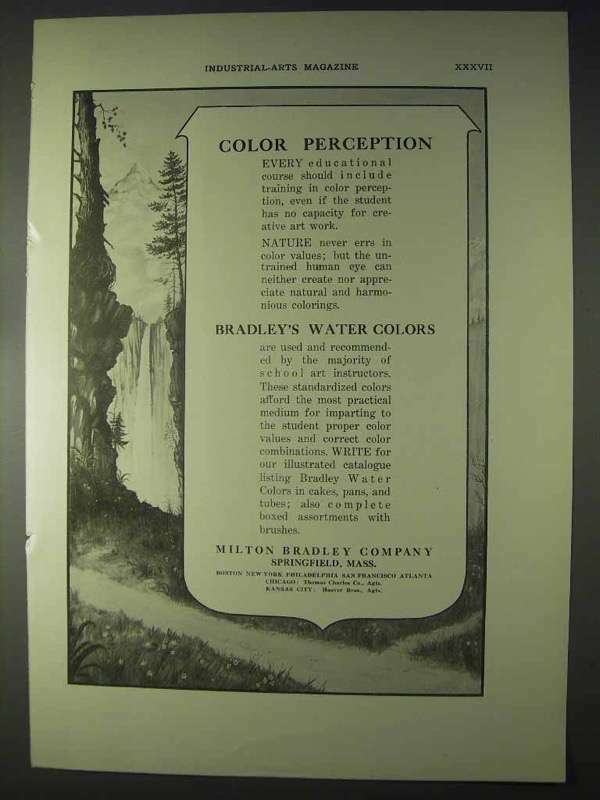 1922 Bradley's Water Colors Ad - Color Perception