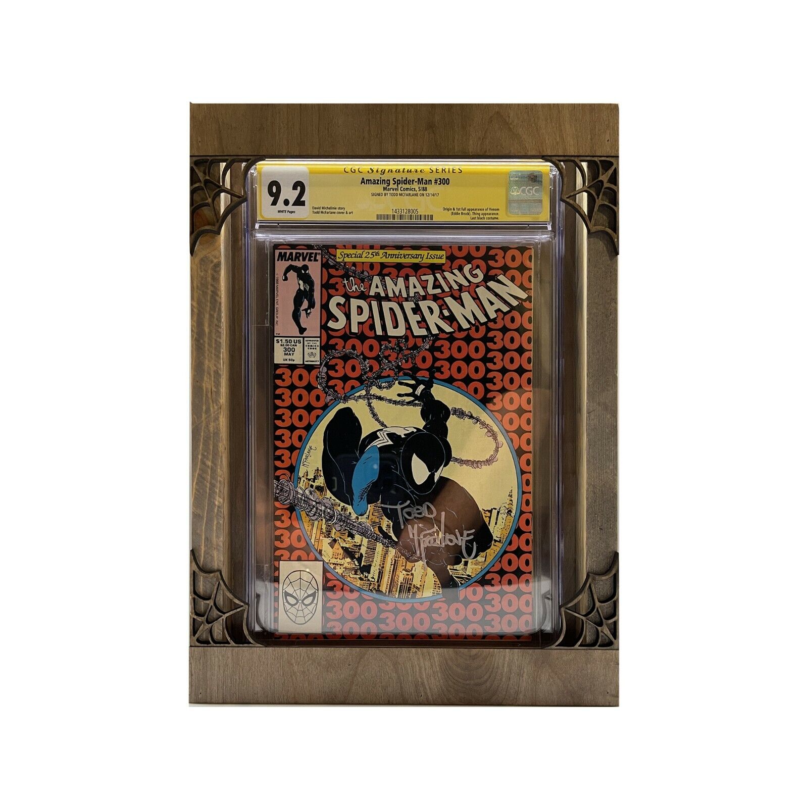 Spider Themed Graded Comic Book Frame Aged, Fits CGC, CBCS, PGX, 