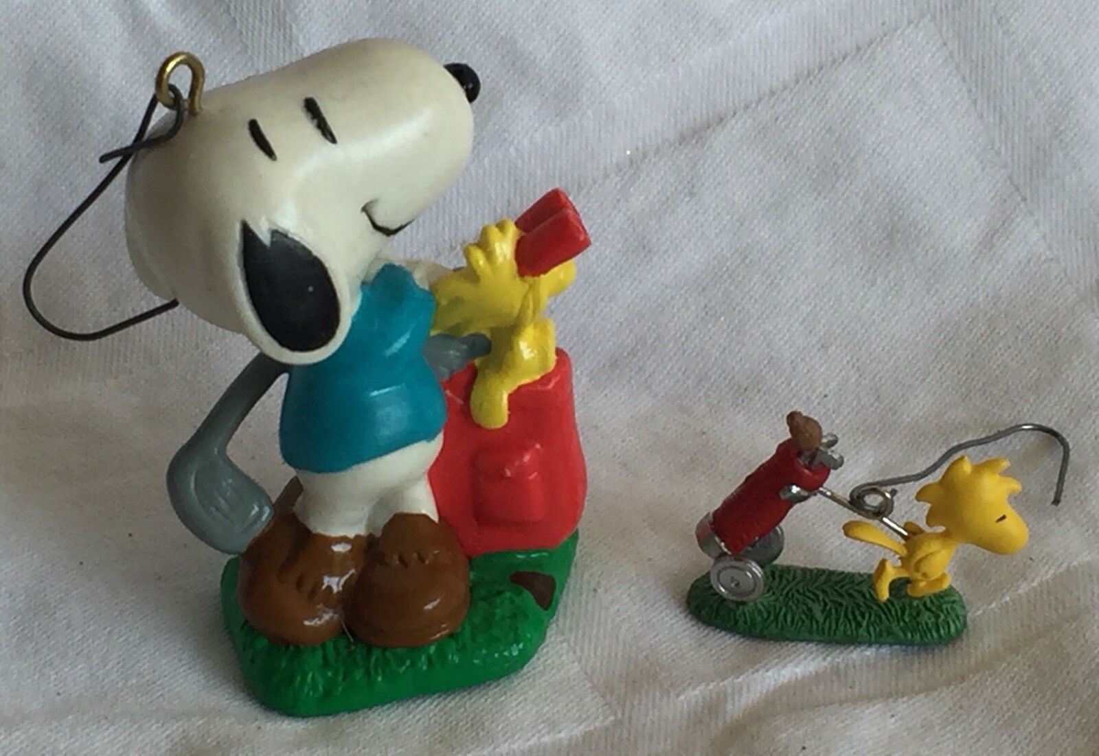 2009 Peanuts Snoopy & Woodstock Christmas Golf Ornaments Holiday Tree Decor Gift