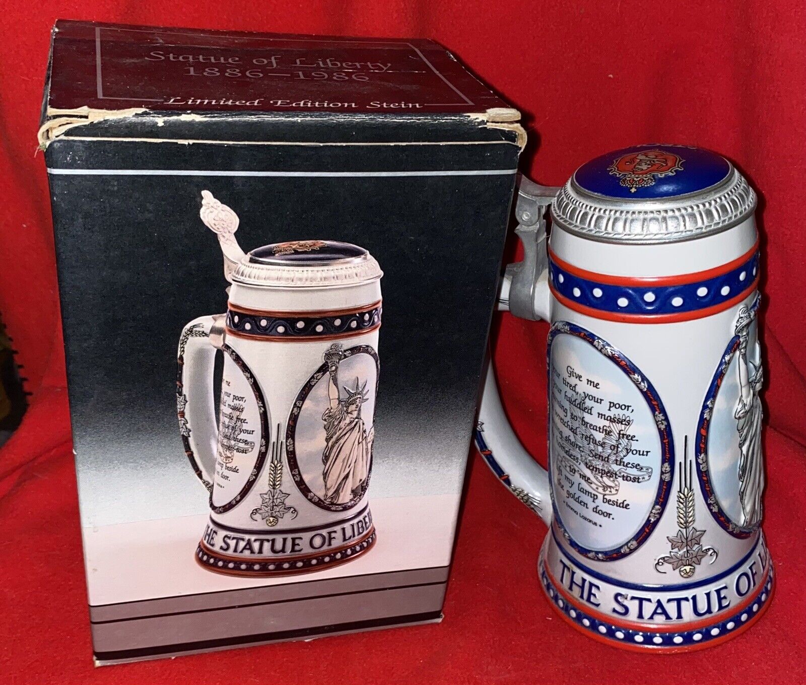 STROH\'S BEER STATUE OF LIBERTY STEIN LIMITED EDITION 1886-1986 CERAMARTE
