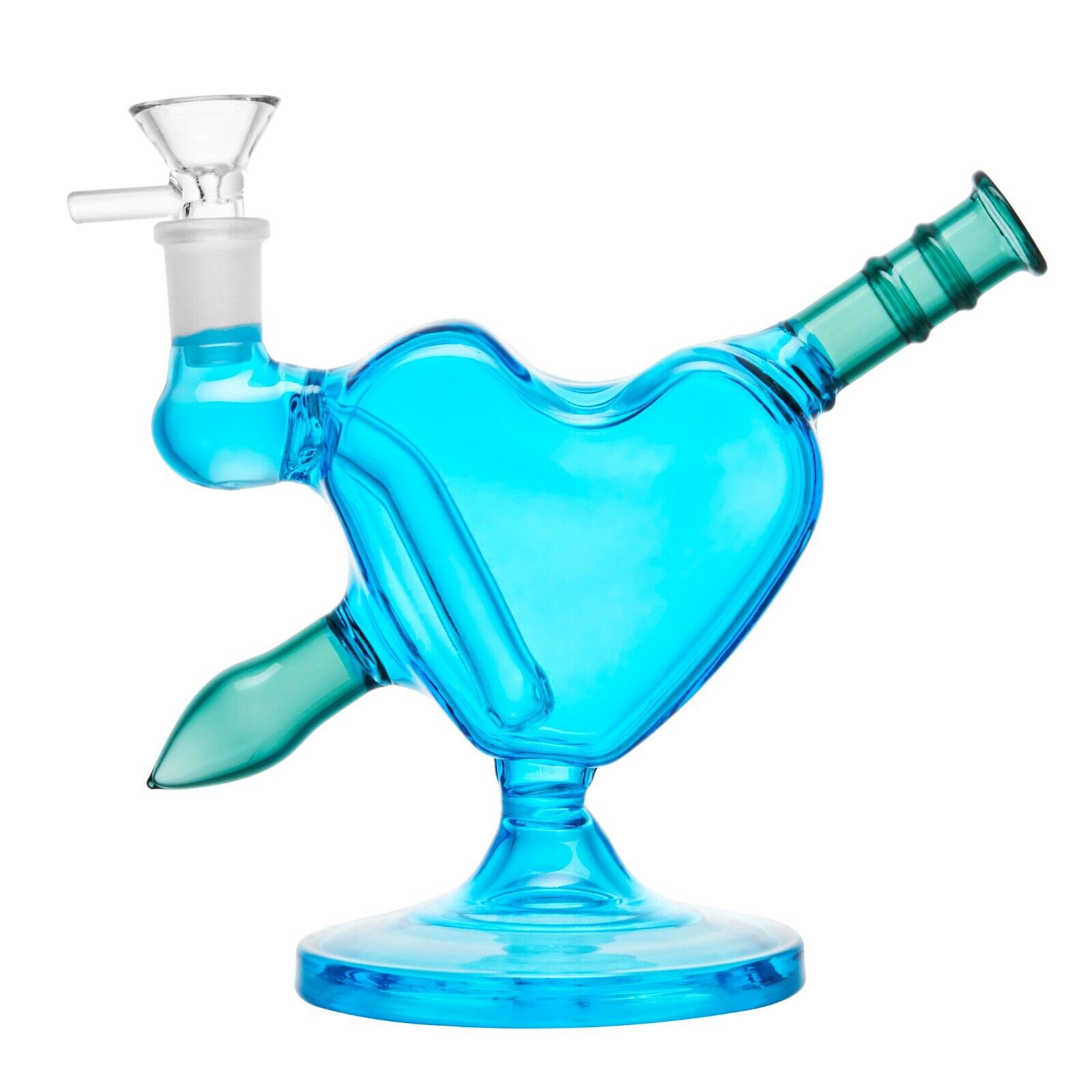 RORA 5 inch lovely Glass Bong Heart Shaped Smoking Hookahs 14mm Bowl Water Pipe