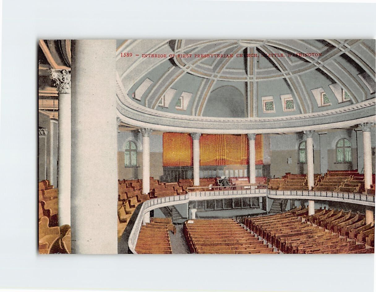 Postcard Interior First Presbyterian Church Seattle Washington USA