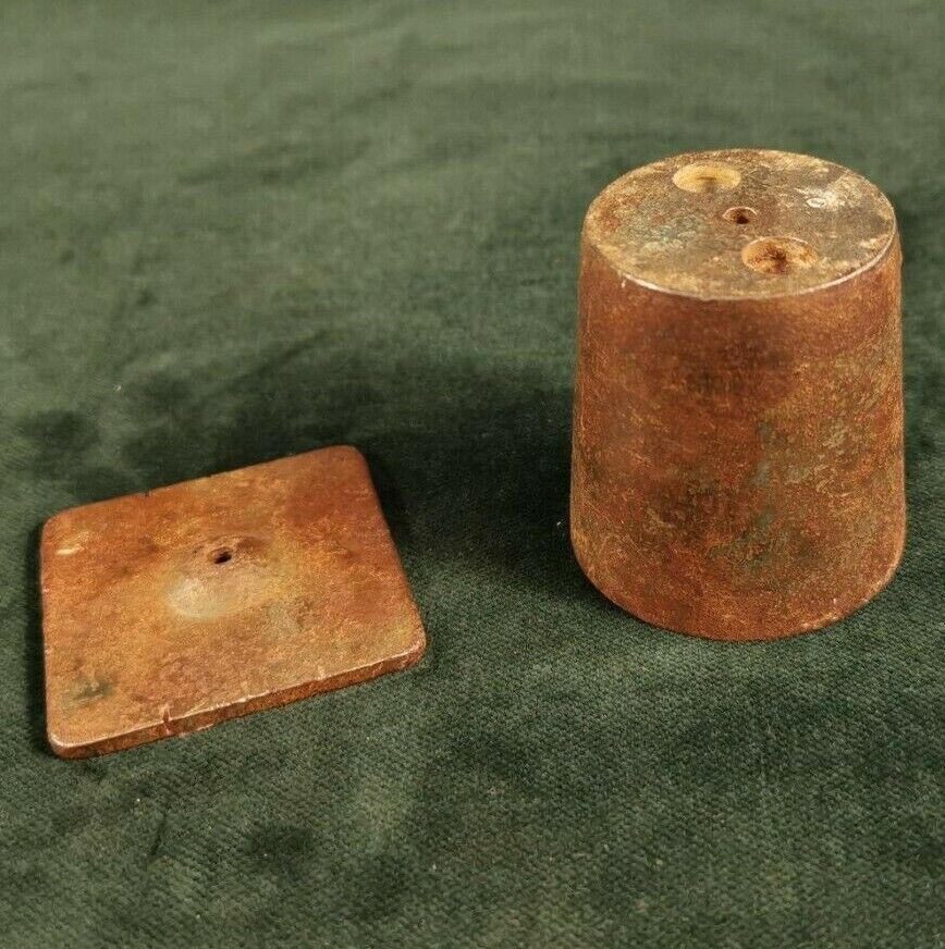 antique plumb bob cast iron level mason tool filled with lead - 21oz - rare shap
