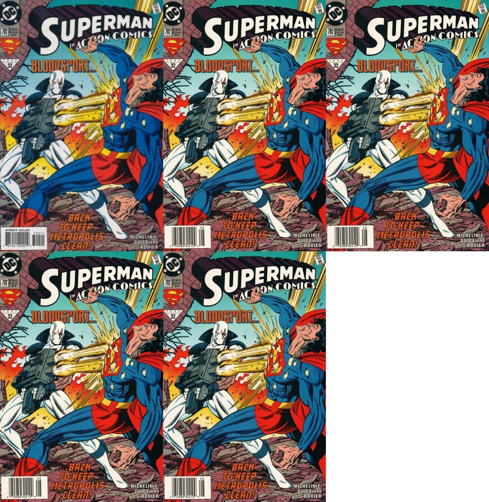 Action Comics #702 Newsstand & Direct Covers (1938-2011) DC Comics - 5 Comics