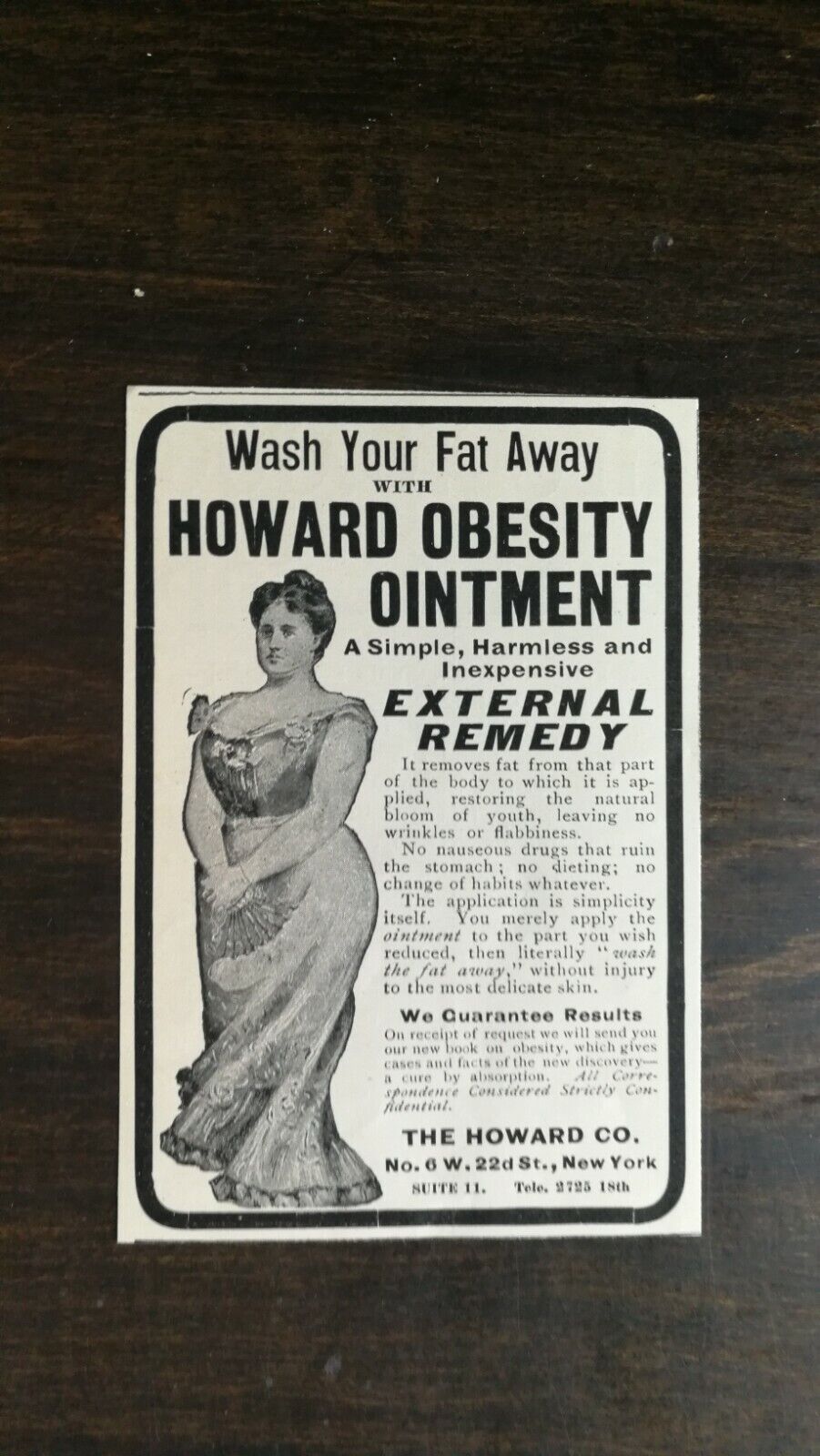 Vintage 1909 Howard Obesity Ointment The Howard Company Original Ad 721