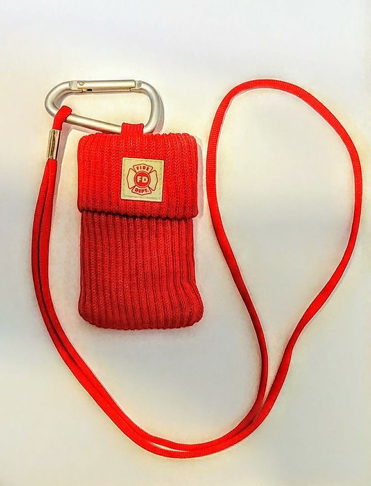 Carry-All stretchable pouch with carabiner and neck strap - RED Maltese Cross