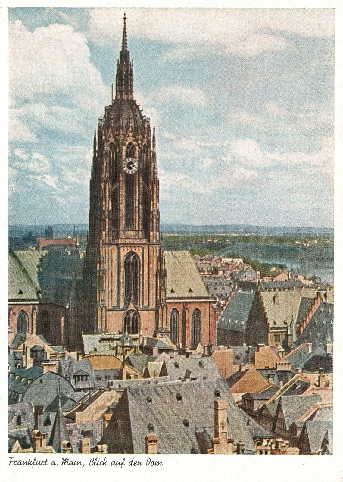 Postcard Frankfurt Main Blick Auf Den Dom Clock Tower Frankfurt Germany